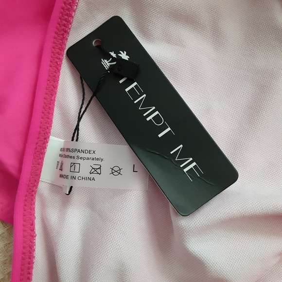 Hot pink high waisted swim bottoms, L NWOT - Picture 3 of 3